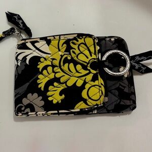 Vera Bradley Black and Yellow Floral Wristlet with Magnet Closure